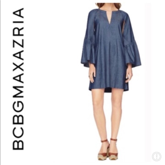 BCBGMaxAzria Dresses & Skirts - BCBGMaxazria Ajax Chambray Shirtdress Bell Sleeve